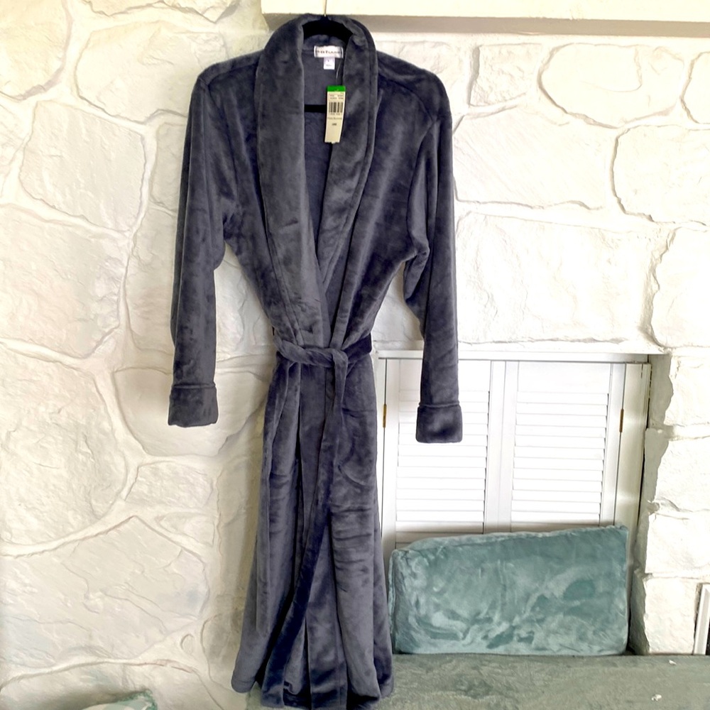 New With Tags Miss Elaine Large pewter gray long lounge ultra soft luxe Bathrobe